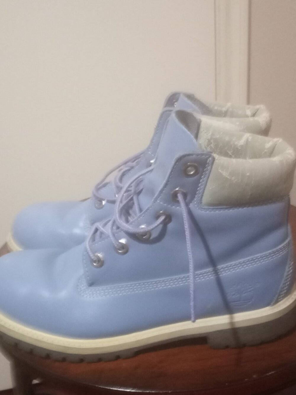 Timberland Blue Waterproof Leather Boots Men's Sz. 6 / Women's 7.5 - Picture 10 of 13